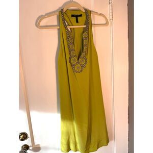 BCBGMaxazria 100% Silk Green Embroidered Dress